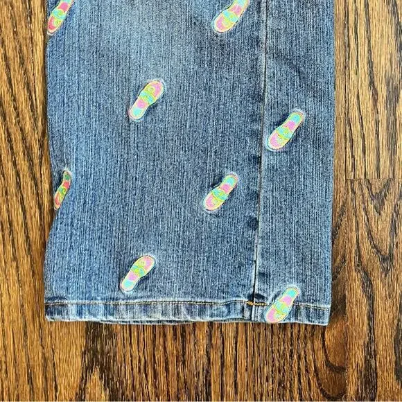 Lilly Pulitzer Jeans Wide Leg Vintage 2000s Preppy Flip Flops Women's Size 2 - Picture 3 of 8